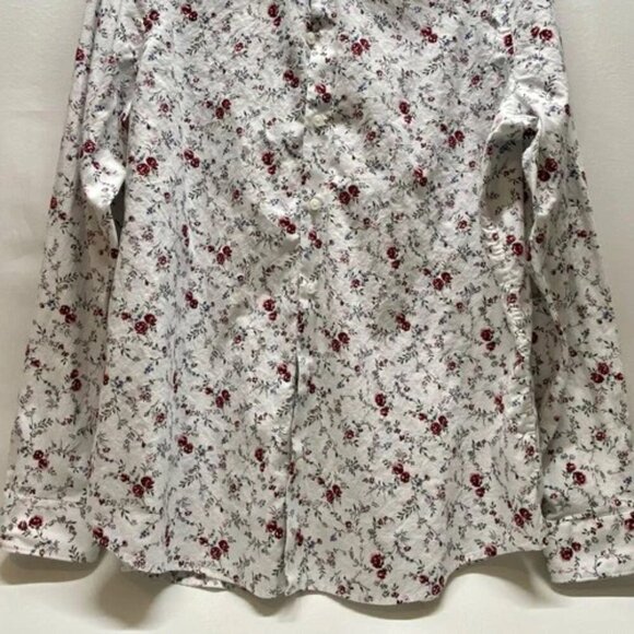 Express Button Up Shirt Men's XL White Red Rose Floral Print Extra Slim Fit EUC - Picture 3 of 12